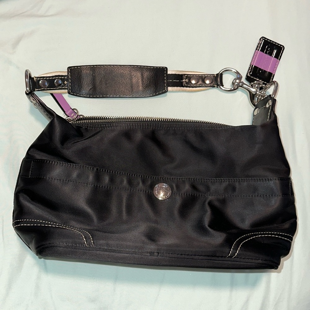 Vintage Coach Hampton Black Nylon Tote Purse